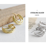 925 Silver Geometric Multilayer Circle Hoop Earrings Fine Jewelry