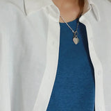 925 Silver Love Heart Necklace Special Lock Shape Pendant Valentine Gift