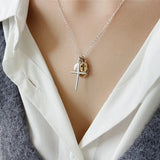 925 Sterling Silver Necklace Cross Portrait Coin Tag Pendant Personality Jewelry