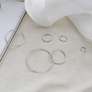 925 Silver Circle Hoop Earrings Women Gift Minimalist Jewelry