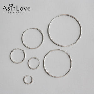 925 Silver Circle Hoop Earrings Women Gift Minimalist Jewelry
