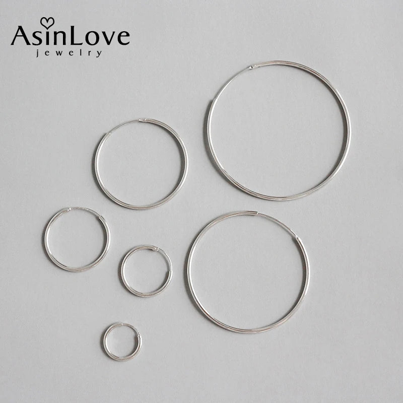 925 Silver Circle Hoop Earrings Women Gift Minimalist Jewelry