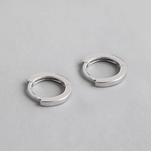 925 Silver Round Stud Earrings Geometric Fine Jewelry