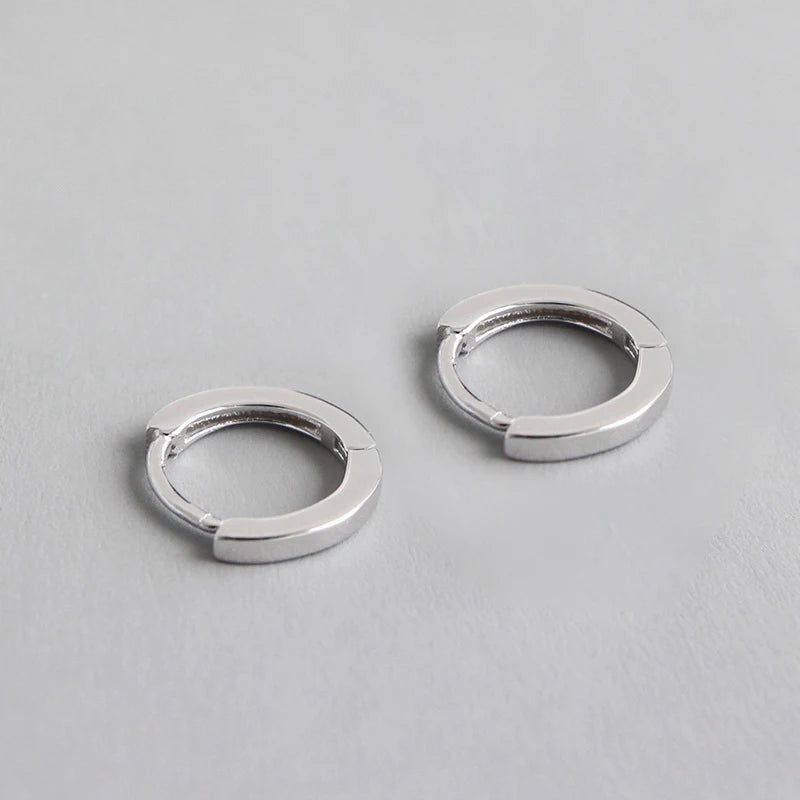 925 Silver Round Stud Earrings Geometric Fine Jewelry