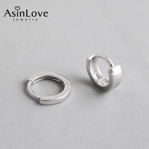 925 Silver Round Stud Earrings Geometric Fine Jewelry