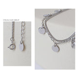 925 Silver Round Tassel Anklet Geometric Double Layer Fine Jewelry
