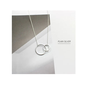 925 Silver Double Round Necklace Minimalist Dainty Pendant