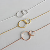 925 Silver Double Round Necklace Minimalist Dainty Pendant