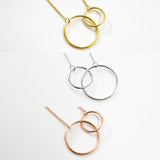 925 Silver Double Round Necklace Minimalist Dainty Pendant