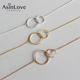 925 Silver Double Round Necklace Minimalist Dainty Pendant
