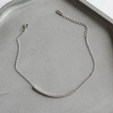 925 Silver Square Tube Curved Stripe Anklet, Smile Anklet for Women