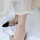 925 Silver Square Tube Curved Stripe Anklet, Smile Anklet for Women