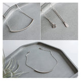 925 Silver Square Tube Curved Stripe Anklet, Smile Anklet for Women