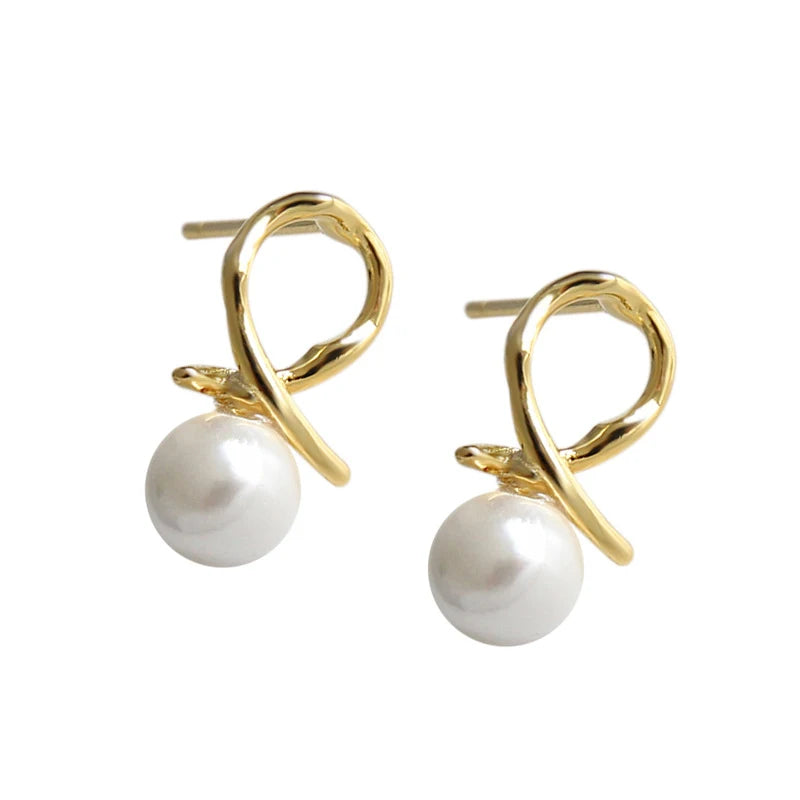 925 Silver Sweet Knot Mother of Pearl Earrings 18K Women Jewelry