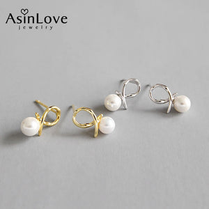 925 Silver Sweet Knot Mother of Pearl Earrings 18K Women Jewelry