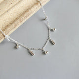 925 Sterling Silver Tassel Anklet for Women Geometry Round Column Bells