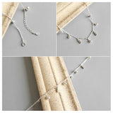 925 Sterling Silver Tassel Anklet for Women Geometry Round Column Bells