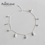 925 Sterling Silver Tassel Anklet for Women Geometry Round Column Bells