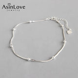 Silver Round Beads Snake Bone Anklet Fine Jewelry Gift