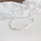 Silver Round Beads Snake Bone Anklet Fine Jewelry Gift