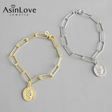 Vintage Geometry Portrait Bracelet Europe Chain Coin Bracelet