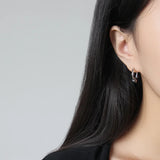 925 Sterling Silver Vintage Punk Round Bead Hoop Earrings