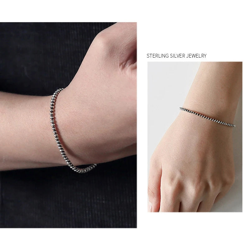 925 Silver Vintage Beads Bracelet Classic All-match Minimalist