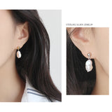 925 Silver Baroque Pearl Drop Earrings for Wedding Gift