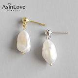 925 Silver Baroque Pearl Drop Earrings for Wedding Gift