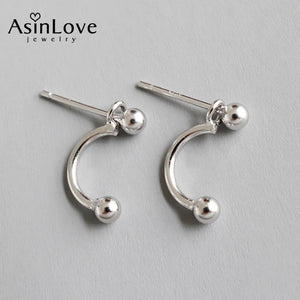 Sterling Silver 925 Beads Stud Earrings for Women Gift