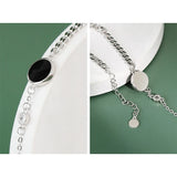 Enamel Zircon 925 Silver Asymmetric Chain Anklets for Women
