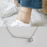 S925 Silver Zircon Pendant Anklet for Women