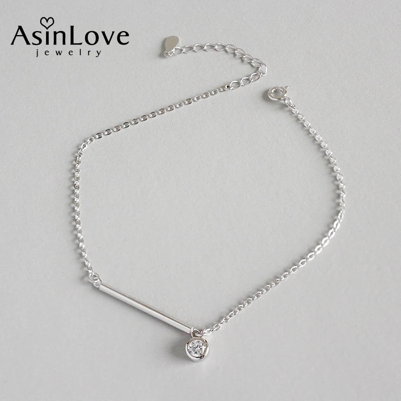 S925 Silver Zircon Pendant Anklet for Women
