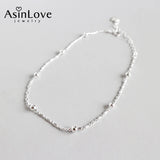 925 Silver Round Multi-Part Anklet for Women Fine Jewelry