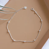 925 Silver Round Multi-Part Anklet for Women Fine Jewelry