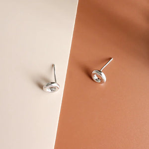 925 Silver Tiny Circle Stud Earrings Minimalist Geometric Jewelry
