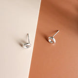 925 Silver Tiny Circle Stud Earrings Minimalist Geometric Jewelry