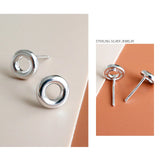 925 Silver Tiny Circle Stud Earrings Minimalist Geometric Jewelry