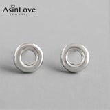 925 Silver Tiny Circle Stud Earrings Minimalist Geometric Jewelry