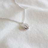 Sterling Silver Oval Coffee Bean Pendant Necklace
