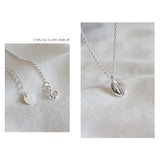 Sterling Silver Oval Coffee Bean Pendant Necklace