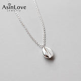 Sterling Silver Oval Coffee Bean Pendant Necklace