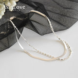 Temperament Double Layer Anklet 925 Sterling Silver Jewelry
