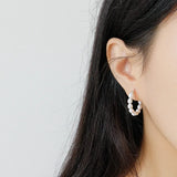 925 Silver Pearl Round Earrings Ins Style Hoop