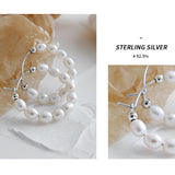 925 Silver Pearl Round Earrings Ins Style Hoop