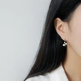 18K Geometric Shell Beads Drop Earrings 925 Silver Women Fine Jewelry