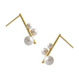 18K Geometric Shell Beads Drop Earrings 925 Silver Women Fine Jewelry