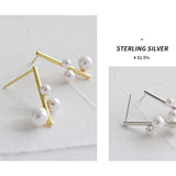 18K Geometric Shell Beads Drop Earrings 925 Silver Women Fine Jewelry