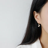 18K Geometric Shell Beads Drop Earrings 925 Silver Women Fine Jewelry