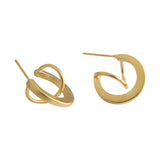 18K Matte Geometric Half Circle Stud Earrings in 925 Sterling Silver